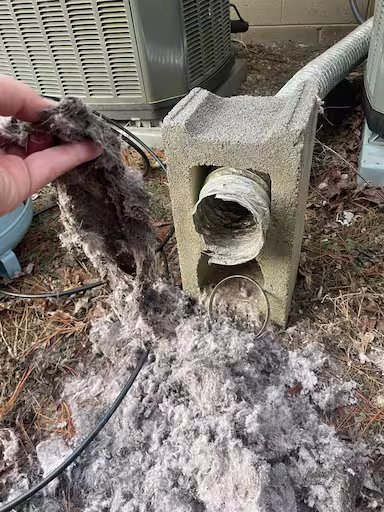 Pile of dryer lint next to vent
